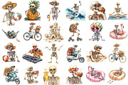 Funny Summer Skeleton Clipart, an Illustration by Sublimation Artist (Thumbnail 2 of 6)