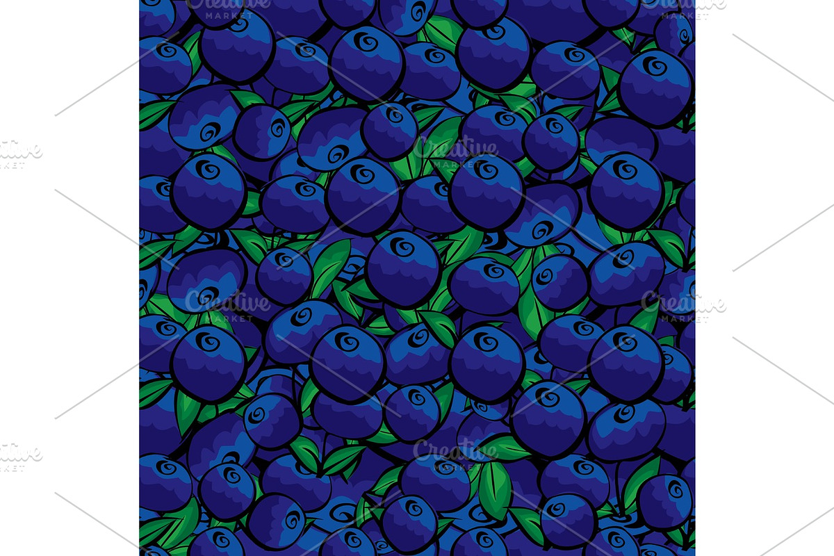 Seamless background bright blueberry berries., a Texture Graphic by kozyrevaelena