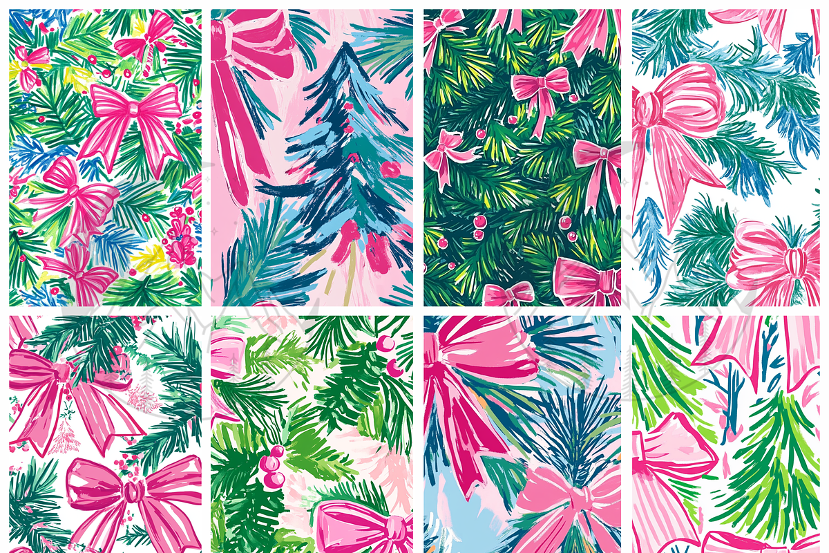 Preppy Coquette Christmas Bow Print, a Pattern Graphic by Paper & Pattern Studio (Photo 2 of 9)