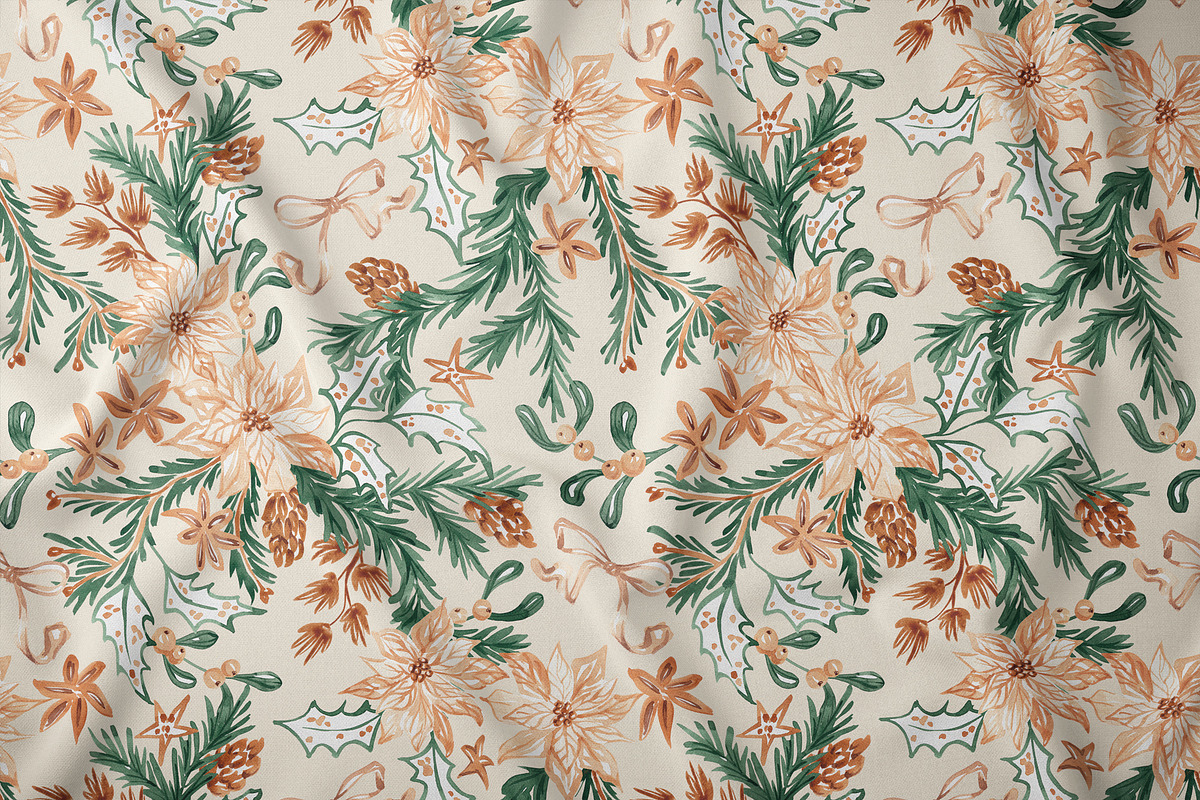 Christmas Botanicals Repeat Print, a Pattern Graphic by SirenaArt (Photo 4 of 21)