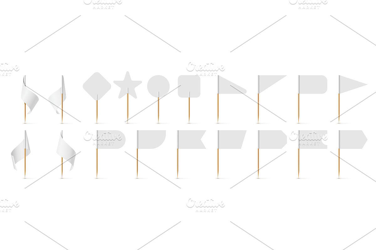 Wooden toothpick white paper flag, an Object Illustration by Buch&Bee