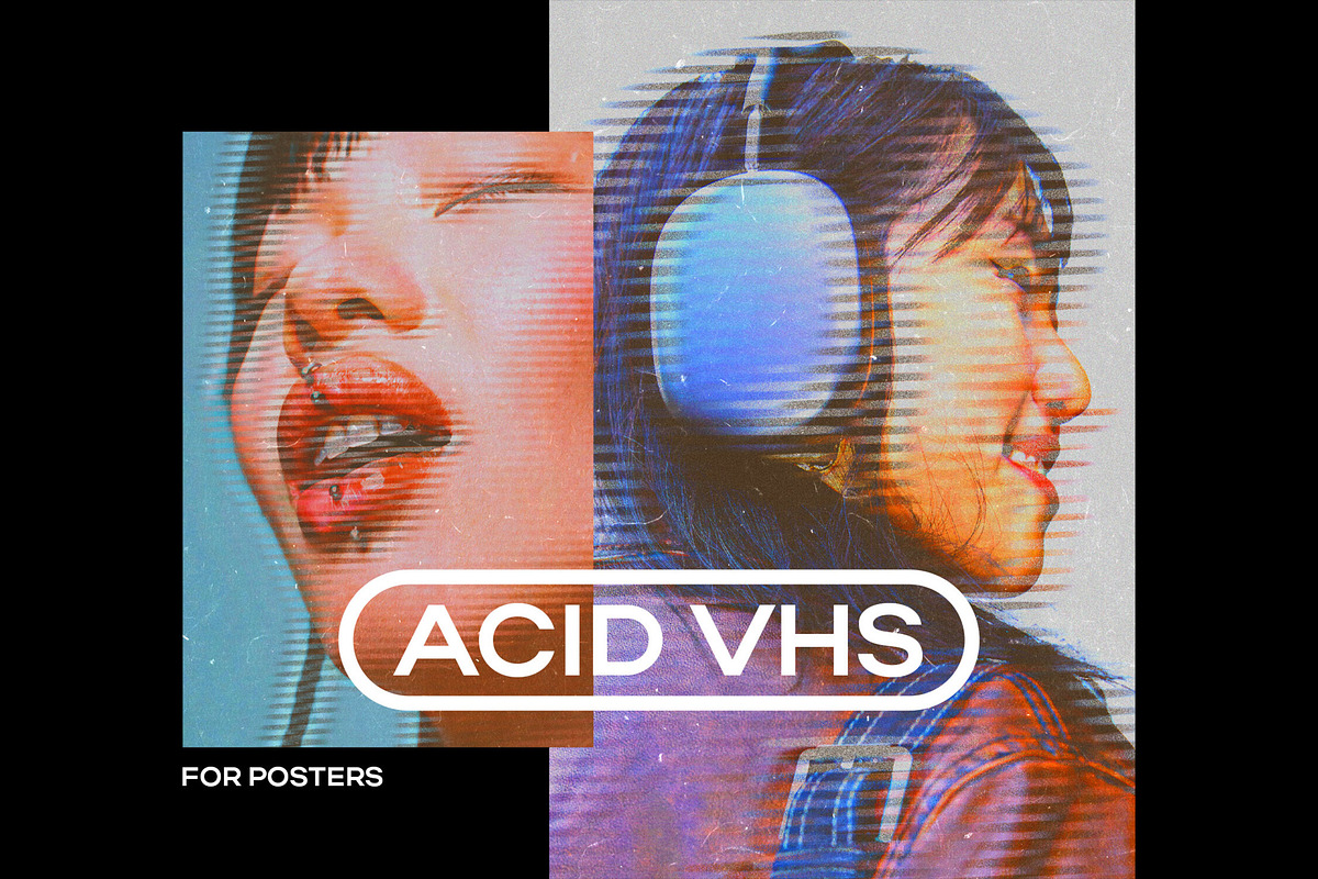 Acid VHS Poster Effect, a Layer Style Add-On by Design Squad