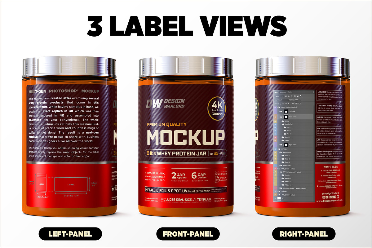2lb Whey Protein Jar Mockup B2-Pro, a Packaging Mockup by Design Warlord (Photo 6 of 16)