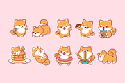 Cute Shiba Inu Clipart Set, an Animal Illustration by Rafiart26 (Thumbnail 2 of 2)