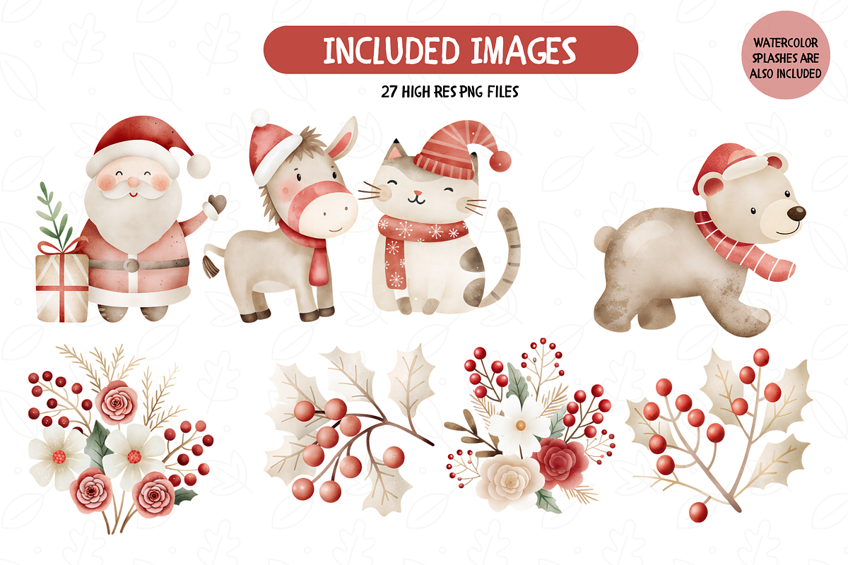 Woodland Friends Christmas Clipart, an Illustration by TatiMockup (Photo 3 of 5)