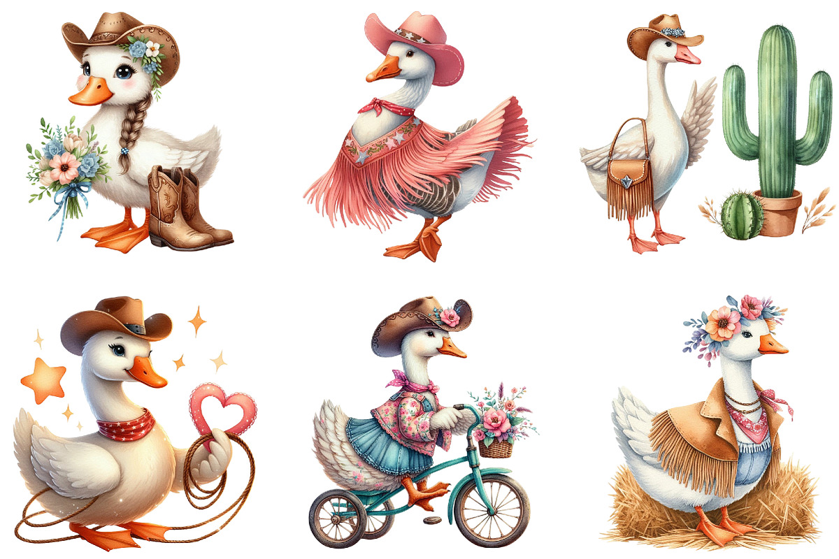 Cute Cowgirl Png Goose Bundle, an Illustration by DreamArtGraphic (Photo 5 of 6)