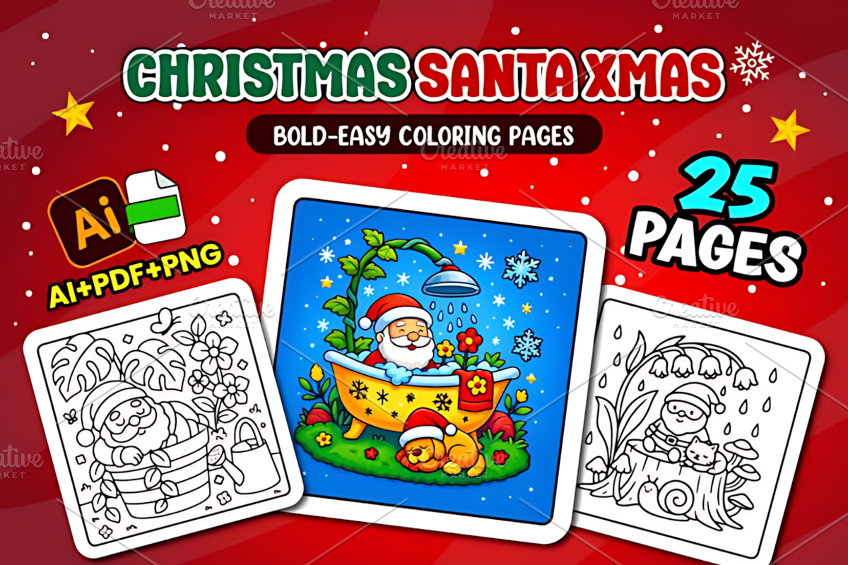 Christmas Santa Xmas Cozy Coloring, a Seasonal Illustration by Coco Bloom (Photo 1 of 4)
