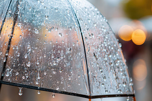 Raindrops on a transparent umbrella in the city, a Beauty & Fashion Photo by AlyaAnd