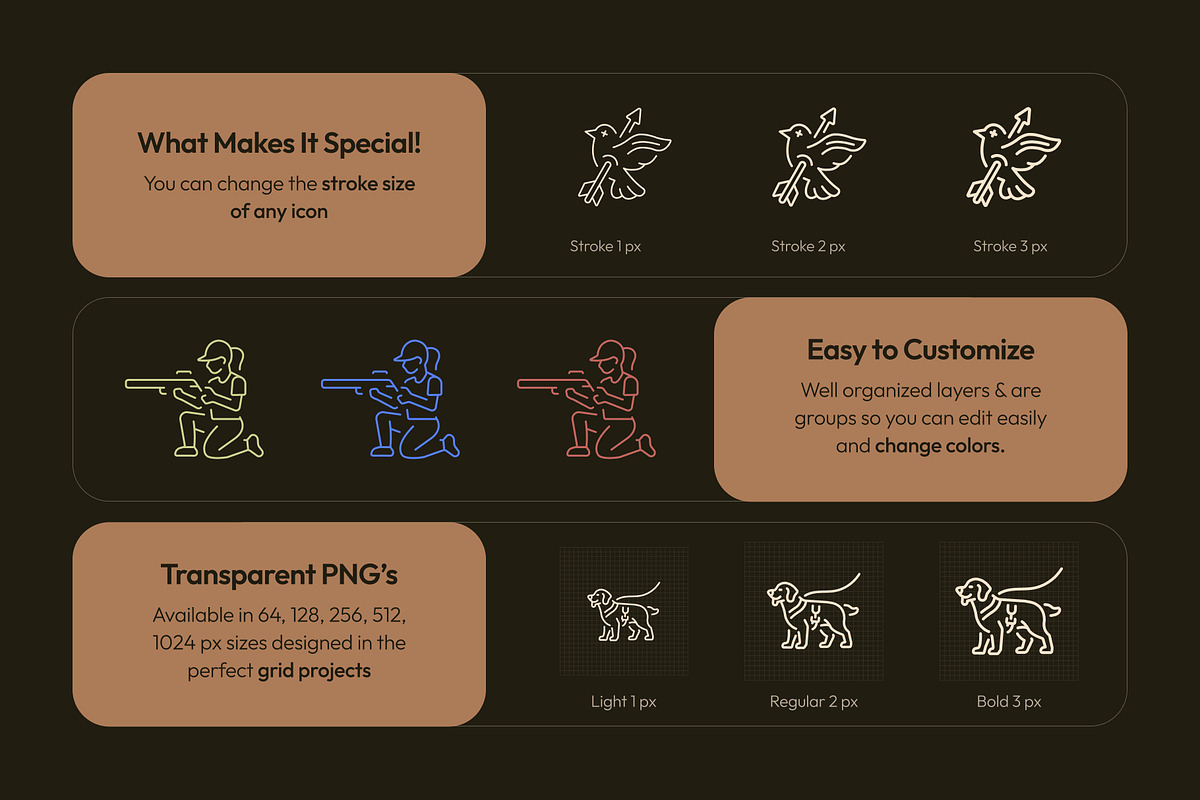 Hunting Icon Art Set, an Outline Icon by Prosymbols (Photo 2 of 7)