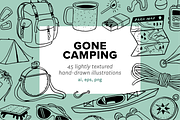 Hand Drawn Camping Illustrations, a Texture Illustration by rabeccky (Thumbnail 1 of 7)