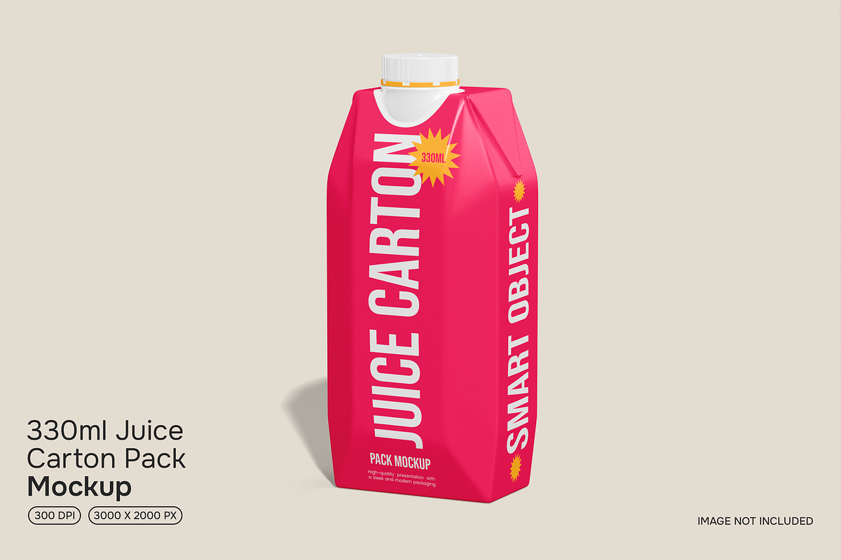 330ml Juice Carton Pack Mockup, a Packaging Mockup by Permadi Creative