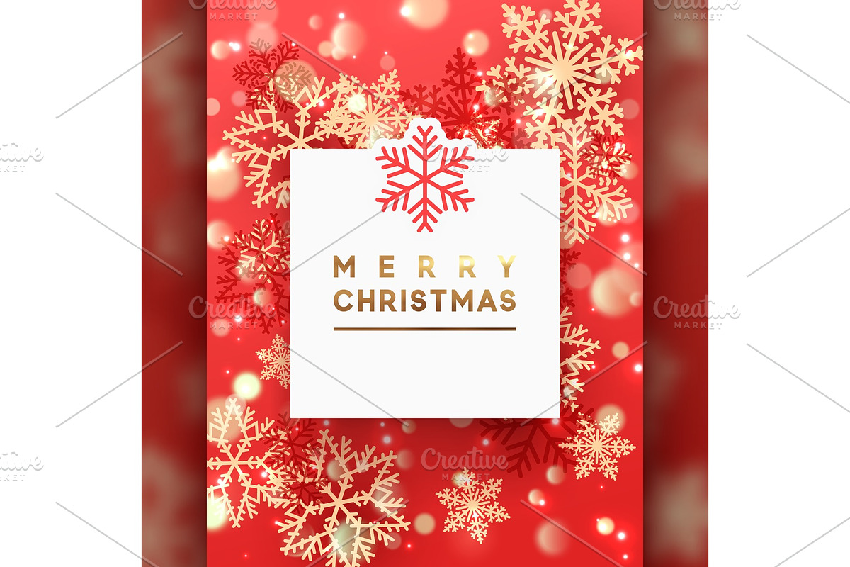 Christmas background with shining gold and red snowflakes., a Decorative Illustration by Modern vector