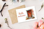 Watercolor autumn doors PNG, a Seasonal Illustration by dashtik (Thumbnail 2 of 6)