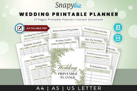 Minimalistic Wedding Planner, a Print Template by Snapybiz