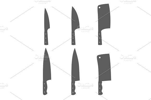Set Of Six Kitchen Knives Vector