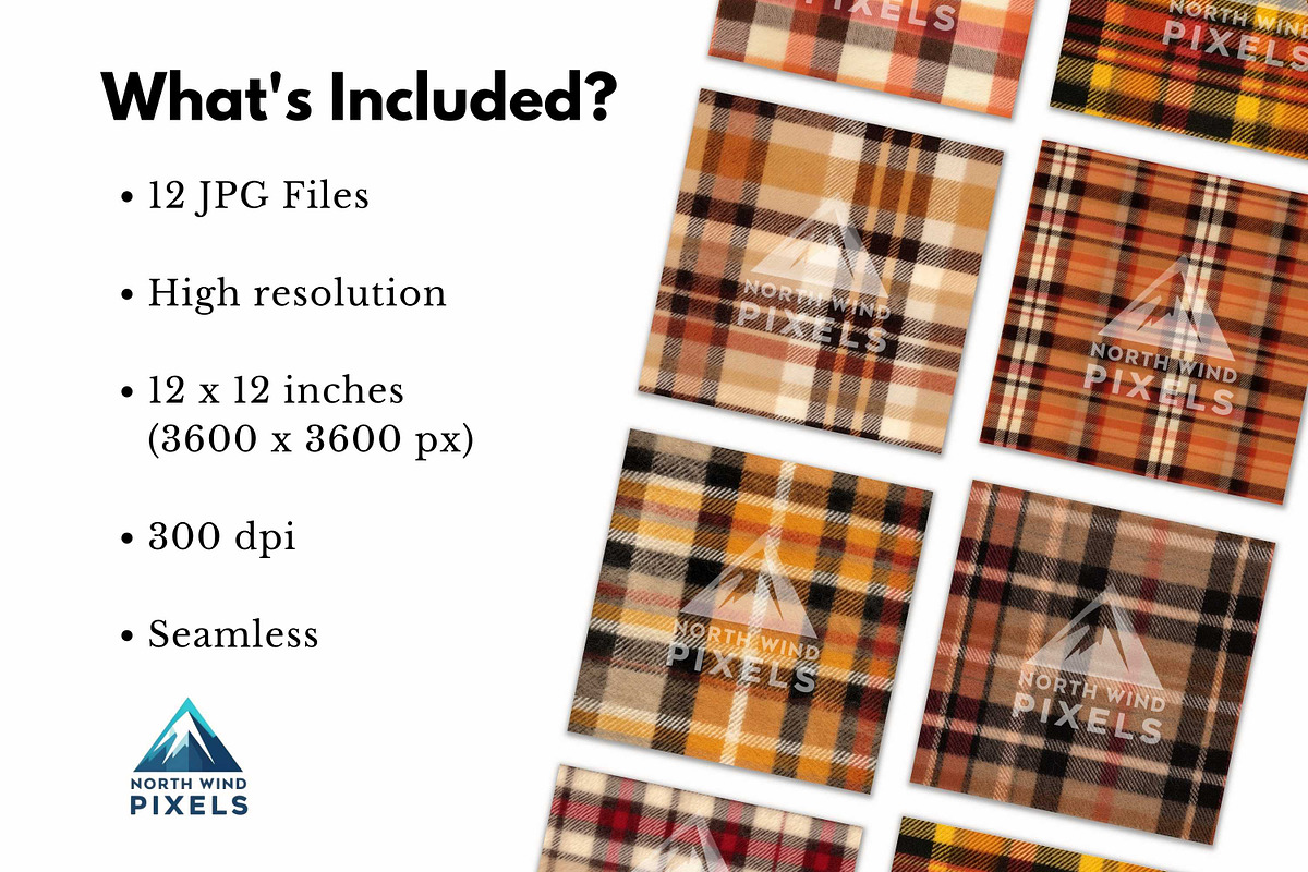 12 Fall Tartans Digital Papers, a Pattern Graphic by NorthWindPixels (Photo 2 of 4)