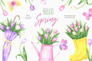 Hello Spring Watercolor Collection