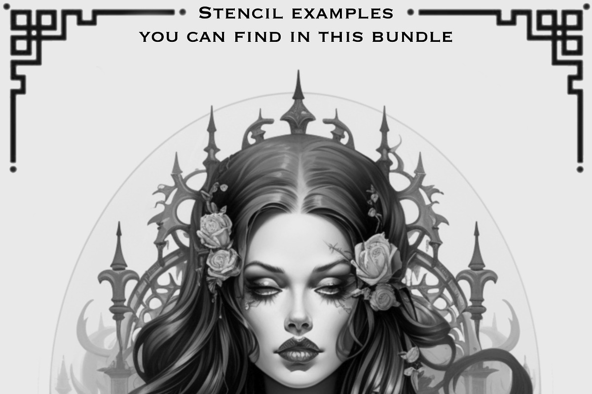 Gothic Girls tattoo flash bundle, a Brush Add-On by ProcreateInk (Photo 2 of 11)