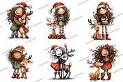 Girl Christmas deer Clipart, an Illustration by DreamArtGraphic (Thumbnail 3 of 5)