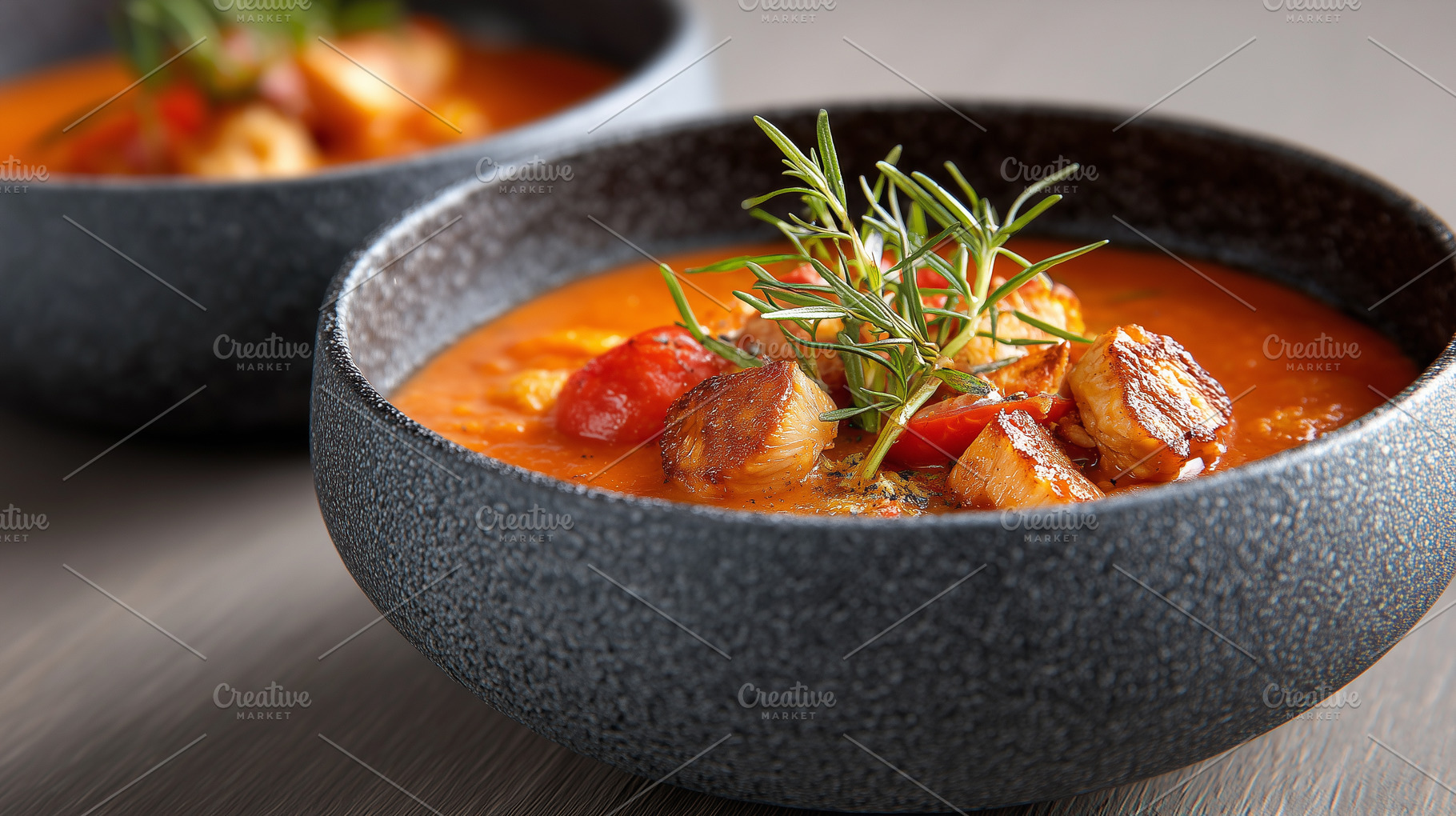 Rich tomato stew with chicken pieces, a Food & Drink Photo by MistyDay