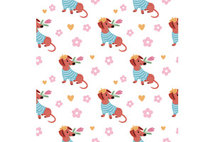 Funny dachshunds seamless pattern, an Animal Illustration by YummyBuum