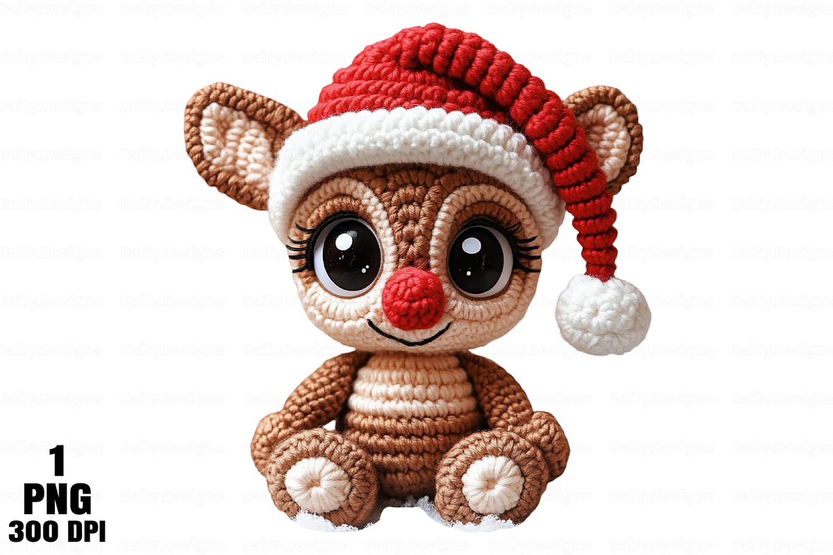 Yarn Crochet Christmas Reindeer PNG, an Illustration by Daily.Designs (Photo 1 of 10)
