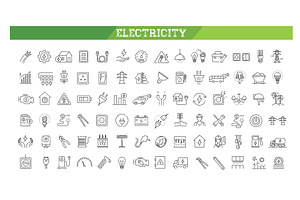 Electricity icons. Power symbols, an Object Illustration by Tettygreen
