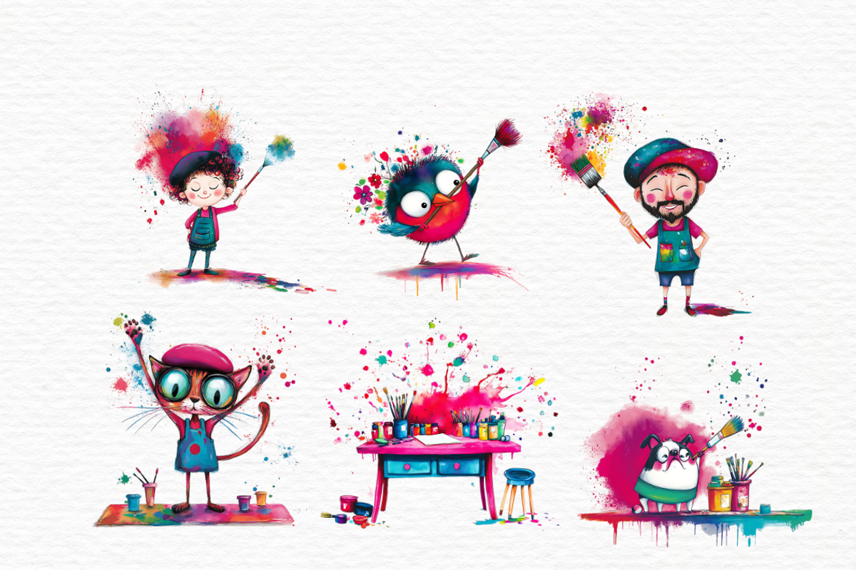 Quirky artist clipart whimsical, an Illustration by Invite to Clipart (Photo 2 of 4)
