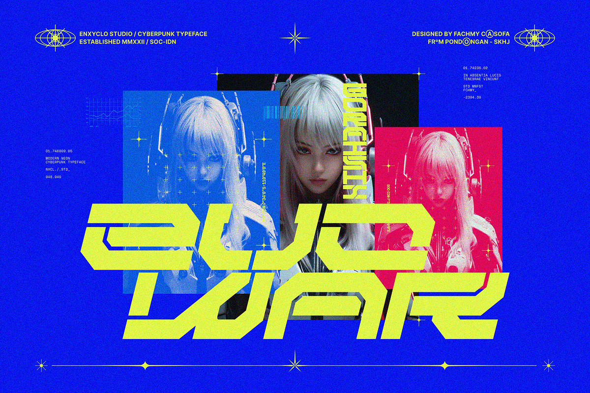 NCL RABEGS - Cyberpunk Font, a Sans Serif Font by Enxyclo Studio (Photo 5 of 12)