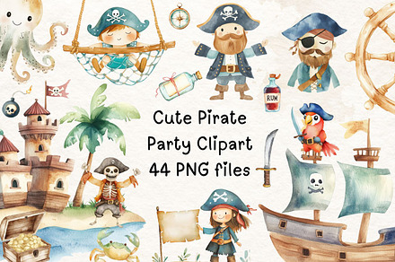 Cute Pirate Clipart Bundle, an Illustration by PassionPNGcreation