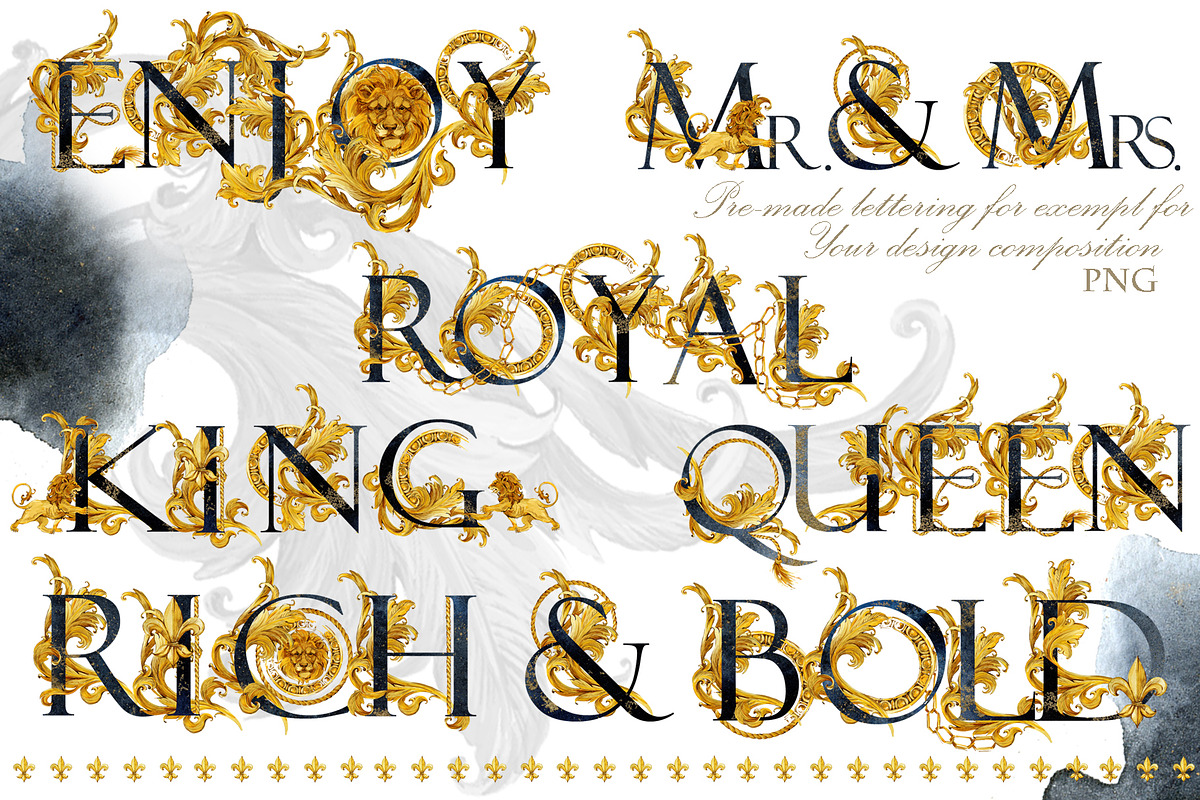 Golden Lions: Luxury Watercolor Kit, a Decorative Illustration by FineArt (Photo 13 of 14)