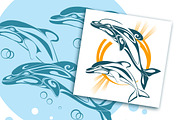 Dolphins and the sea. Vector art., an Animal Illustration by Kopirin (Thumbnail 6 of 6)