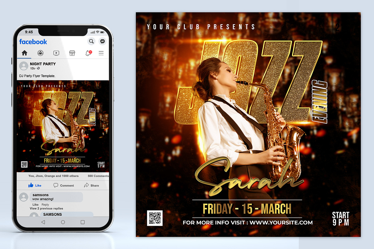 Jazz Music Flyer Template, a Flyer Template by AbcStudio