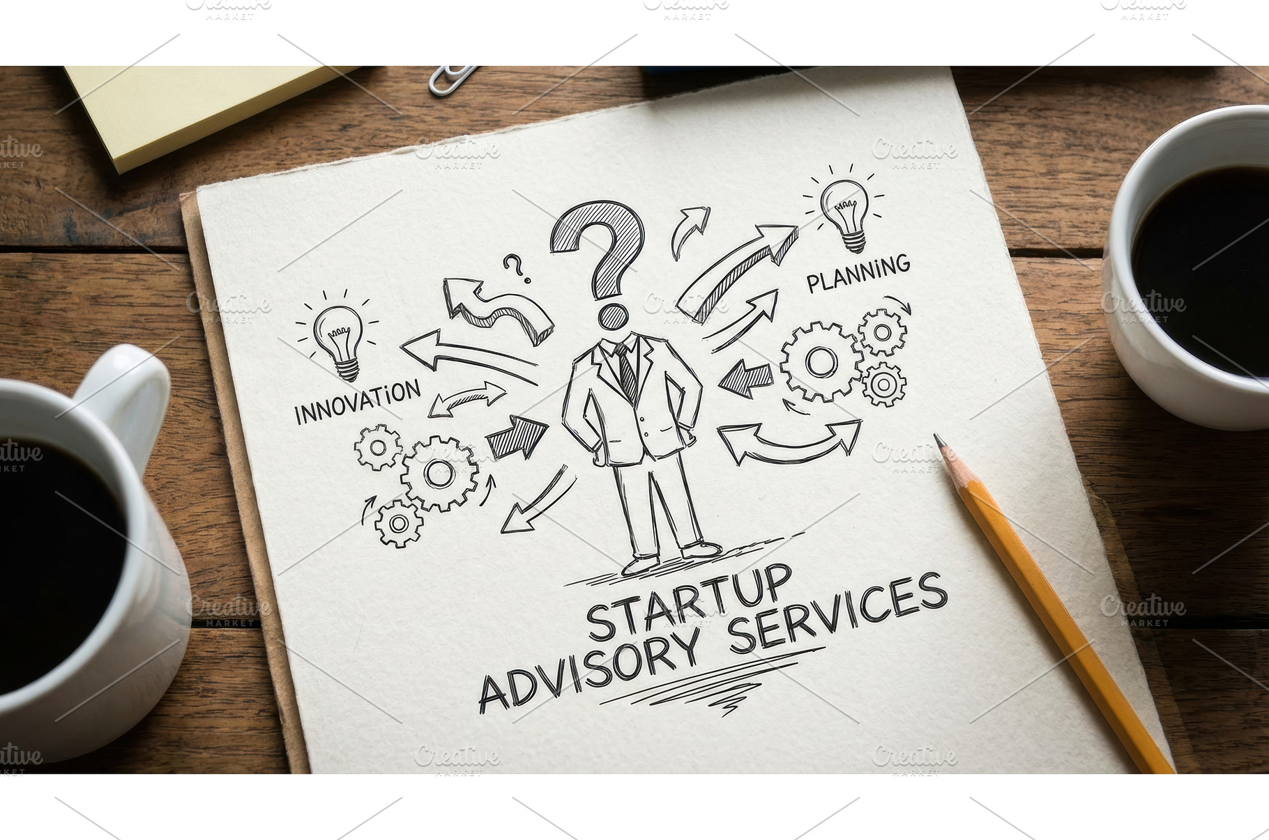 Startup Advisory Services text with, a Business Photo by Igor Tichonow