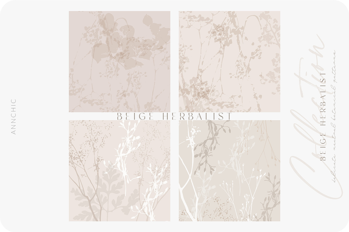 Beige botanical pattern collection, a Pattern Graphic by Anna Sokol (Photo 5 of 16)