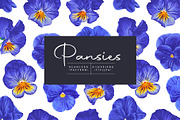 Blue Pansies Seamless Pattern, a Pattern Graphic by MarynaPetrovska (Thumbnail 1 of 11)