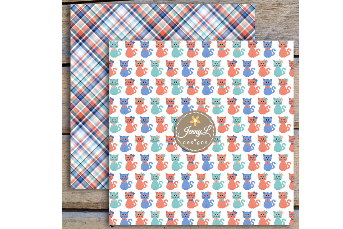 Cat Digital Papers & Cliparts, a Pattern Graphic by JennyL Designs (Photo 3 of 6)
