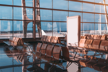 Ad banner template, airport interior, an Architecture Photo by SkyNext