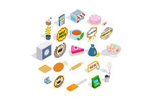 Caff Icons Set, Isometric Style