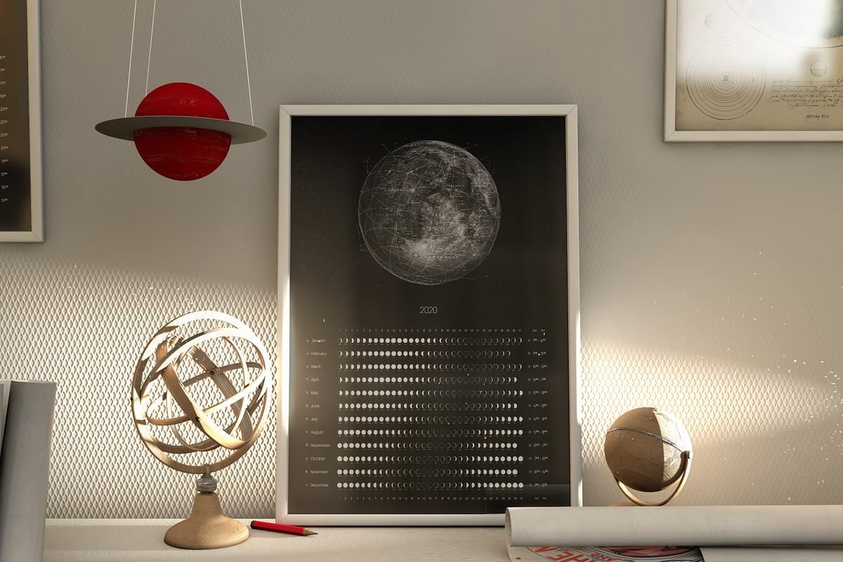 Minimalistic Wall Moon Calendar 2020, a Flyer Template by BlackMocca (Photo 4 of 11)