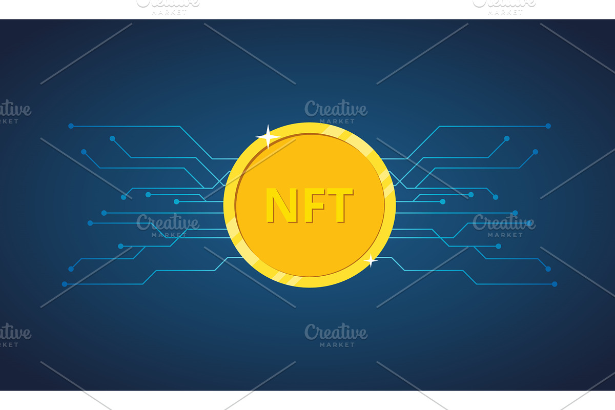 NFT non fungible token, a Technology Illustration by Vector Creator