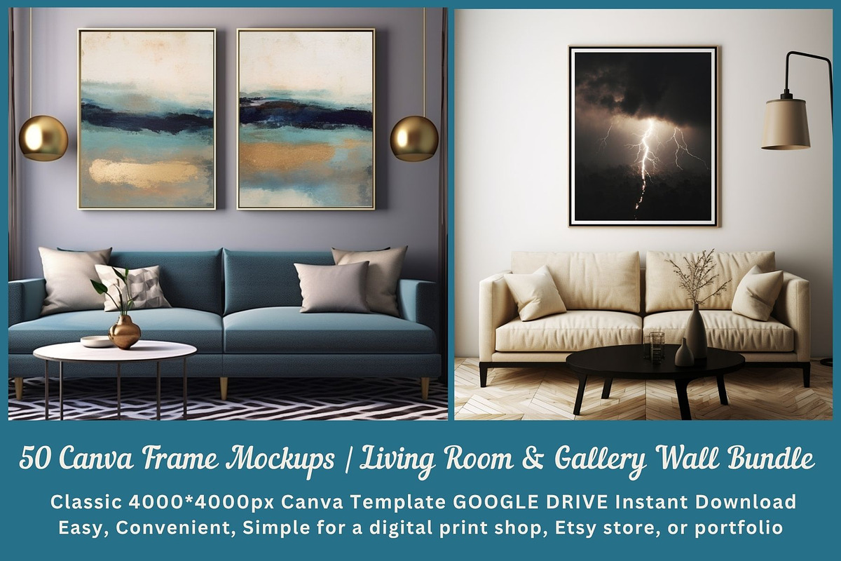 50 Canva Frame Mockups Bundle, a Household Mockup by ARTOZEN DIGITAL (Photo 1 of 14)