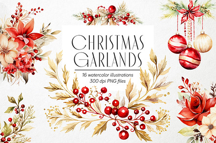 Christmas Garlands PNG Overlays