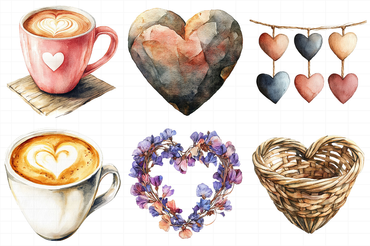 Boho Valentine’s Day Clipart, an Illustration by Daily.Designs (Photo 6 of 8)
