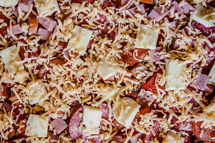 homemade pizza close-up raw and ready-made. Top view, copy space, a Background Photo by TanaCh
