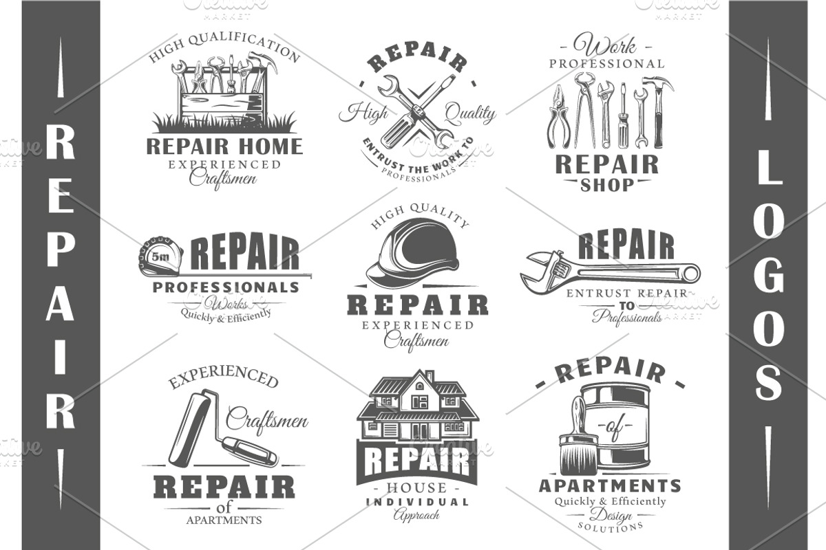 9 Repair Logos Templates Vol.1, a Branding & Logo Template by Art Design