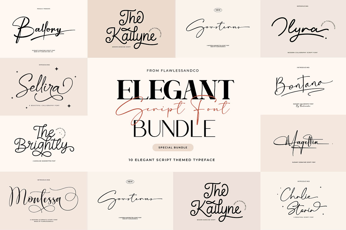Elegant Script Font Bundle, a Script Font by Flawless And Co (Photo 1 of 11)
