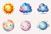 Cute Space Clipart - Watercolor, a Seasonal Illustration by CreationArt (Thumbnail 3 of 7)