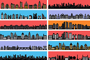 Set of city landscape silhouettes, a Work Illustration by AlexZeL (Thumbnail 3 of 5)