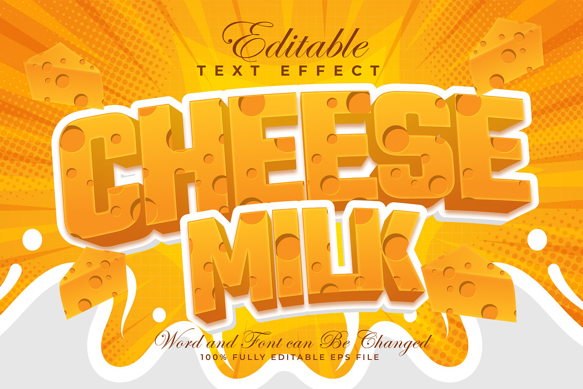 Cheese Milk Text Effect | Vector EPS, a Layer Style Add-On by padilah_a